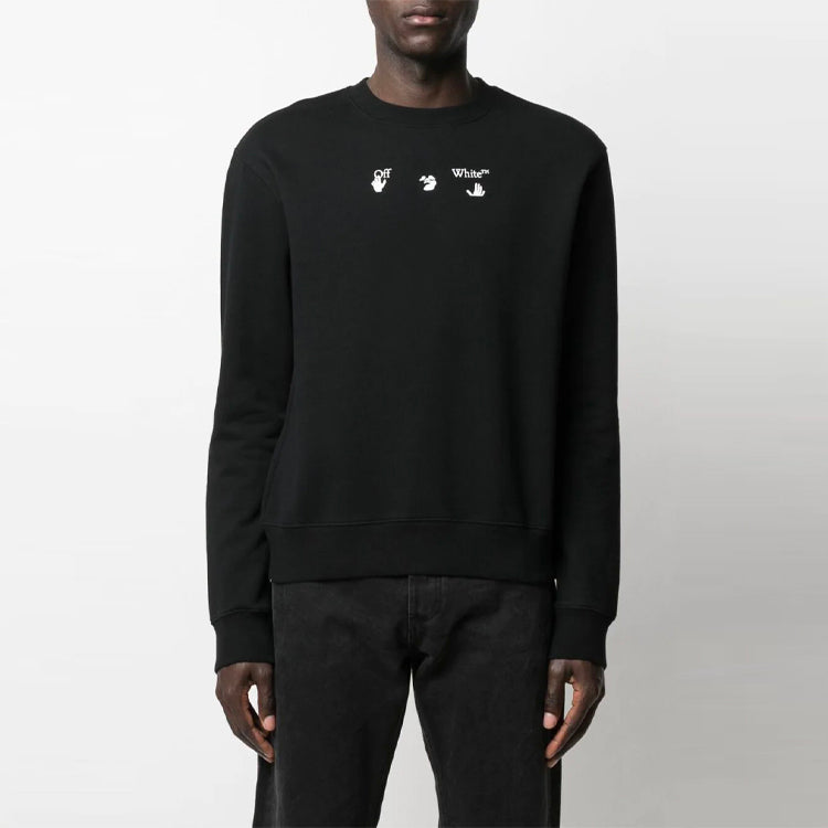 Off-White FW21 Logo Round Neck Long Sleeves Loose Fit Black OMBA025S21FLE0071010