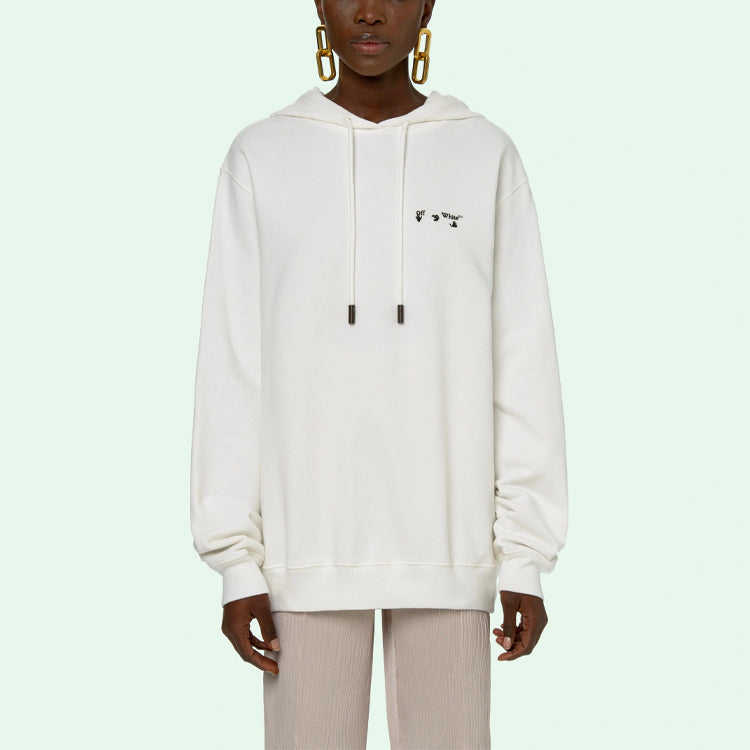 (WMNS) Off-White SS21 Logo Embroidered Arrow Hoodie Loose Fit White OWBB035R21JER0020331
