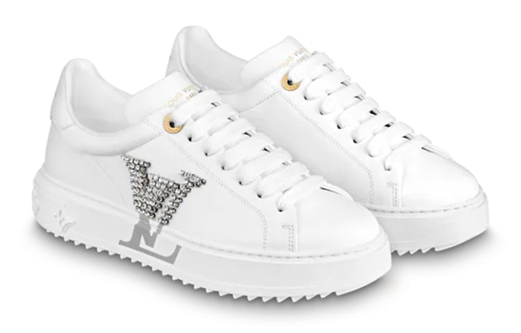 (WMNS) LOUIS VUITTON Time Out Sneakers 'White with Large Crystal Side Logo' 1A9Q2E