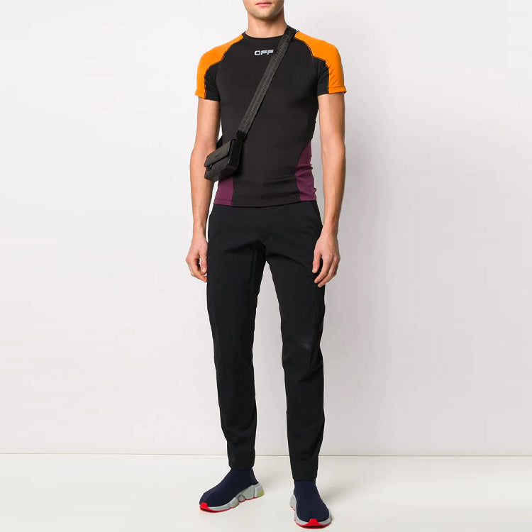 Off-White Colorblock Sports Short Sleeve Slim Fit Version Black OMVA001R20G500191991