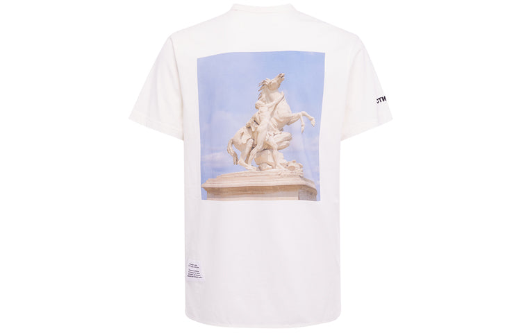 Men's HERON PRESTON Retro Alphabet Printing Short Sleeve White HMAA011S209140240188
