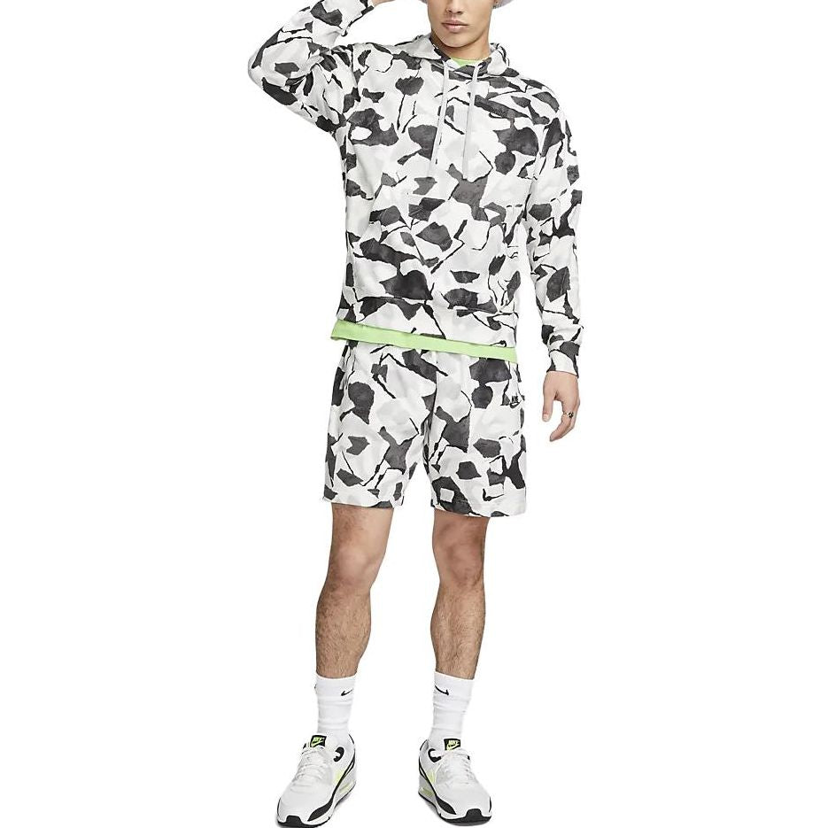 Nike Club Fleece French Terry Pullover Hoodie Asia Sizing 'White Black' DX0792-060