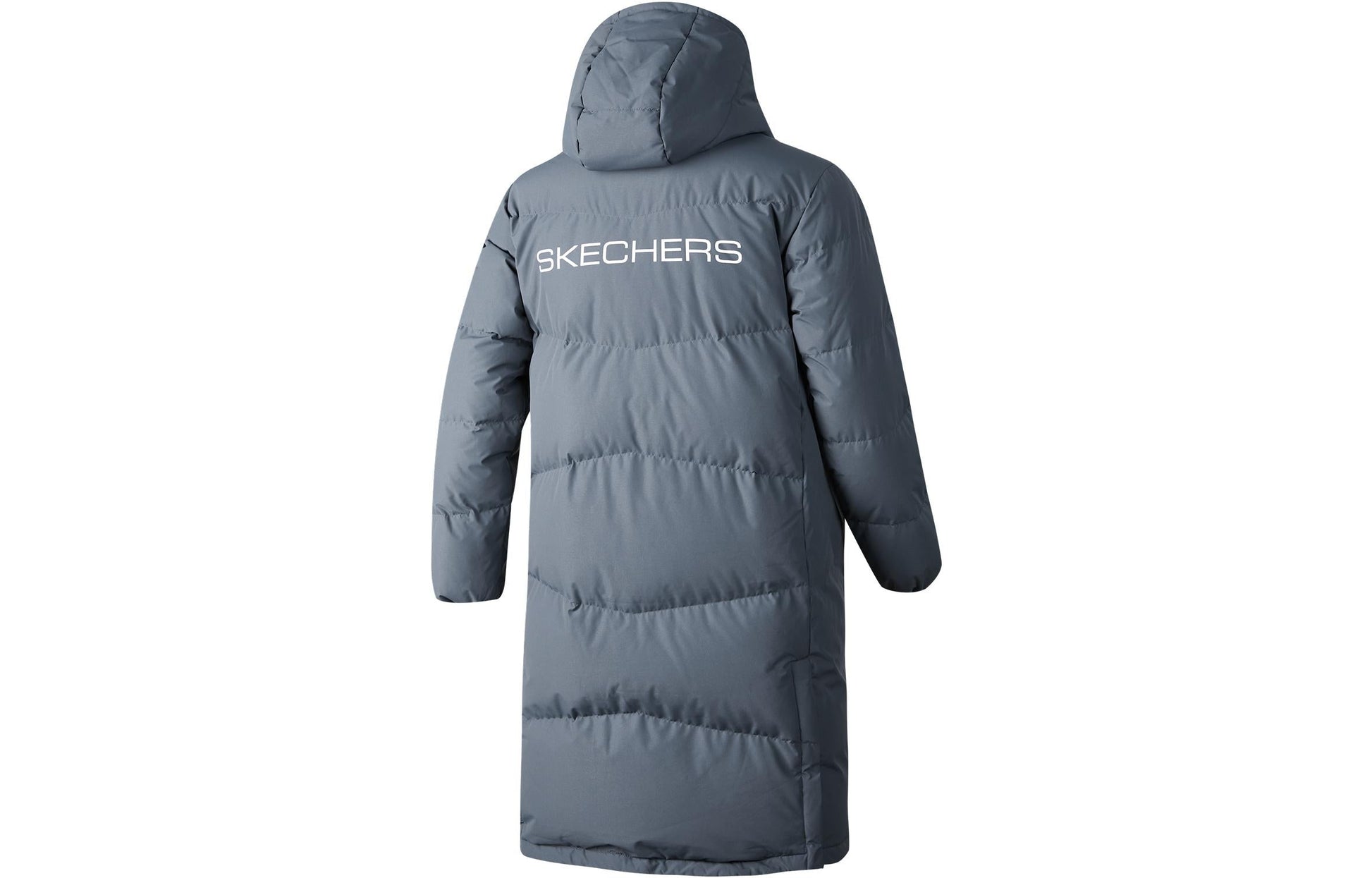 Skechers Basic Letter Print Hooded Woven Long Down Jacket 'Teal' P423M128-0167