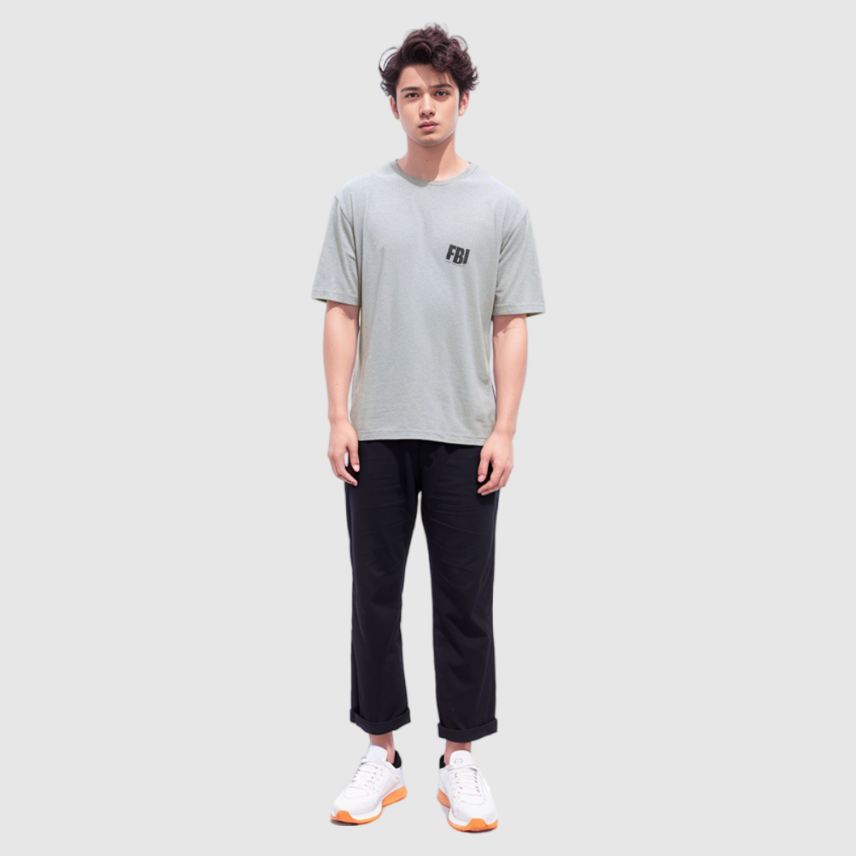 Balenciaga FBI Oversized T-Shirt 'Heather Grey Black' 681314TLVG91380