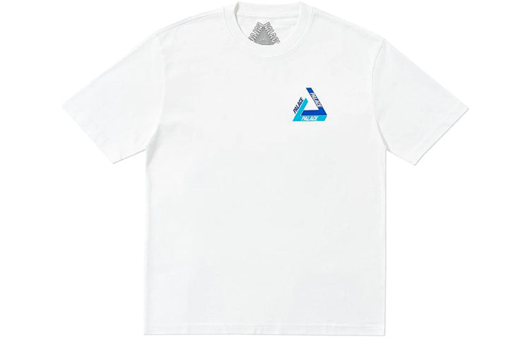 PALACE Tri-Shadow Christmas Limited Blue Colorblock Triangle Logo Round Neck Short Sleeve White T-Shirt P15TS237