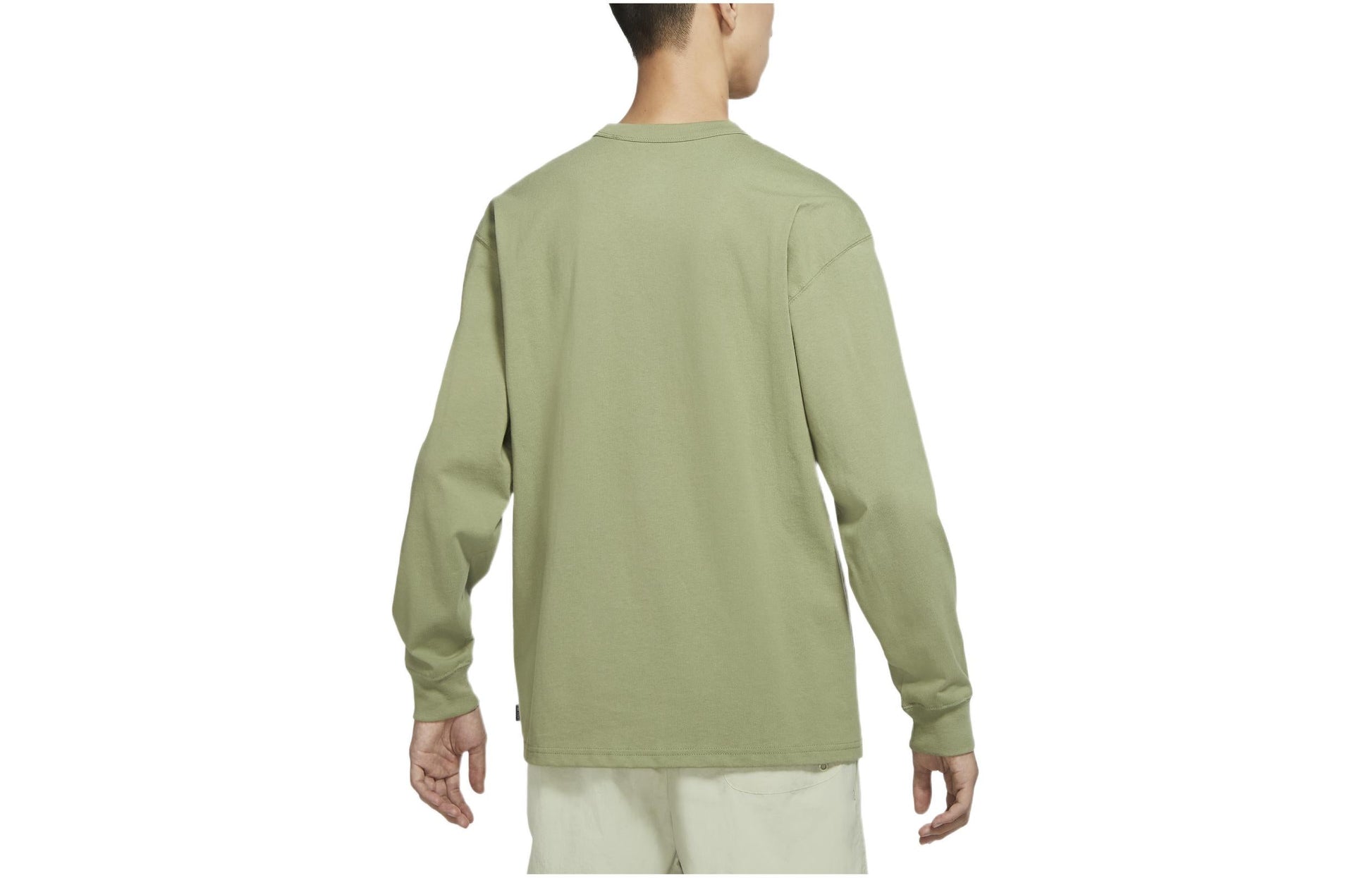 Men's Nike Chest Brand logo Printing Round Neck Long Sleeves Green T-Shirt DR7930-334