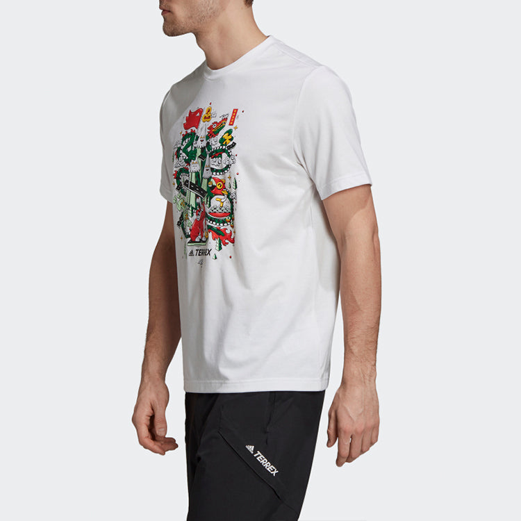 adidas Xplr Blessing T Printing Outdoor Sports Short Sleeve White GE9940