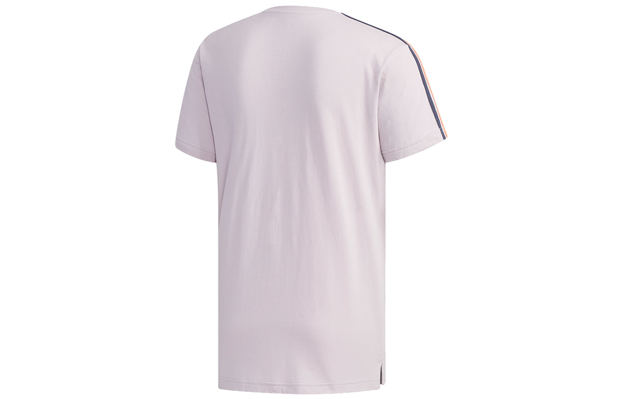 adidas neo M Cs Skt Tee 2 Contrasting Colors Stripe Skateboard Printing Short Sleeve Purple Pink FK9914