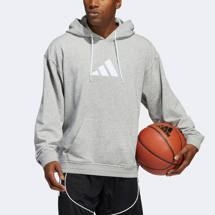 Men's adidas Cotton Hoody Basketball Casual Sports Gray HF0237