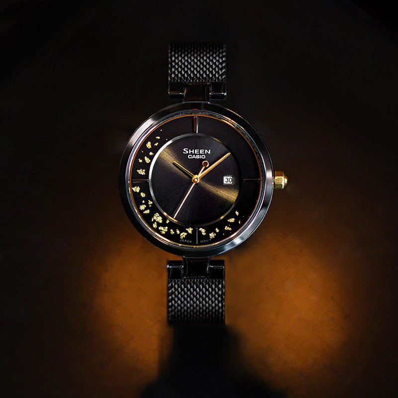 CASIO SHEEN Waterproof Sapphire Crystal Solar Powered Quartz Black Analog SHS-C100BM-1AUPFJ