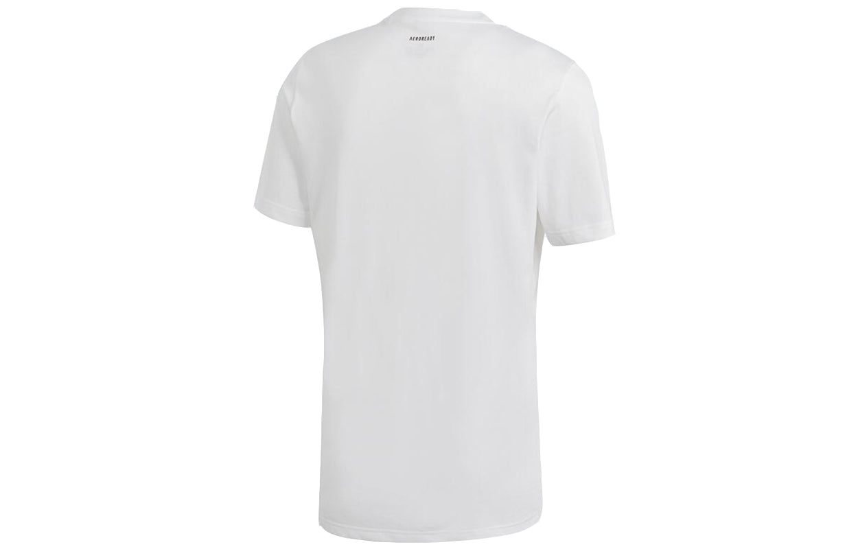 adidas Colorblock Logo Printing Sports Round Neck Short Sleeve White GD5912