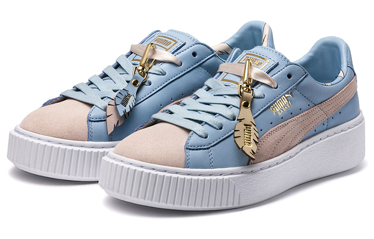(WMNS) PUMA Basket Platform Coach 'White Blue Brown' 366364-01