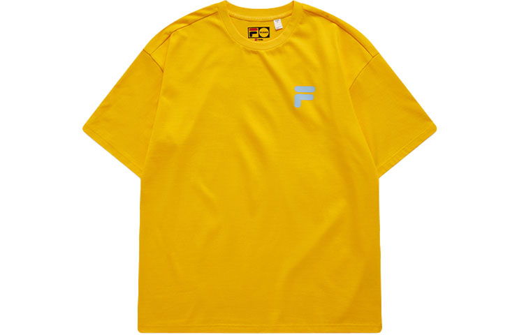 FILA FUSION Logo Printing Solid Color Loose Sports Short Sleeve Unisex Yellow T11U126110A-YE