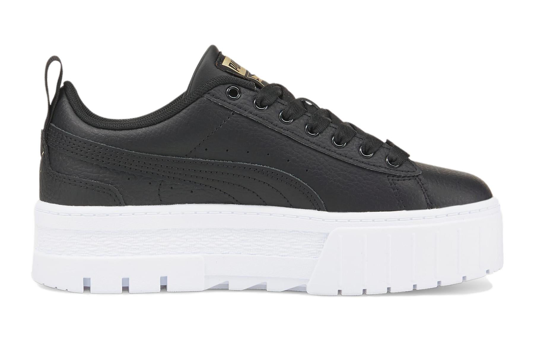 (GS) PUMA Mayze Leather 'Black Team Gold' 384527-02