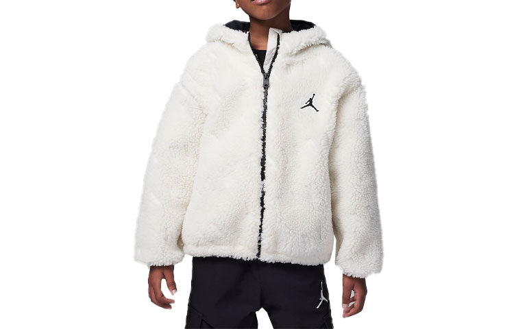 (GS) Air Jordan Jacquard Sherpa Jacket 'White Black' FV2879-120