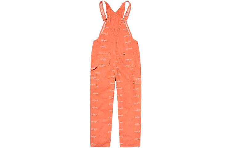 Supreme SS19 Logo Denim Overalls Orange logo SUP-SS19-667