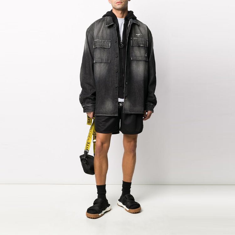Off-White Big Pocket Long Sleeves Denim Jacket Loose Fit Gray OMYD017S20H430211001