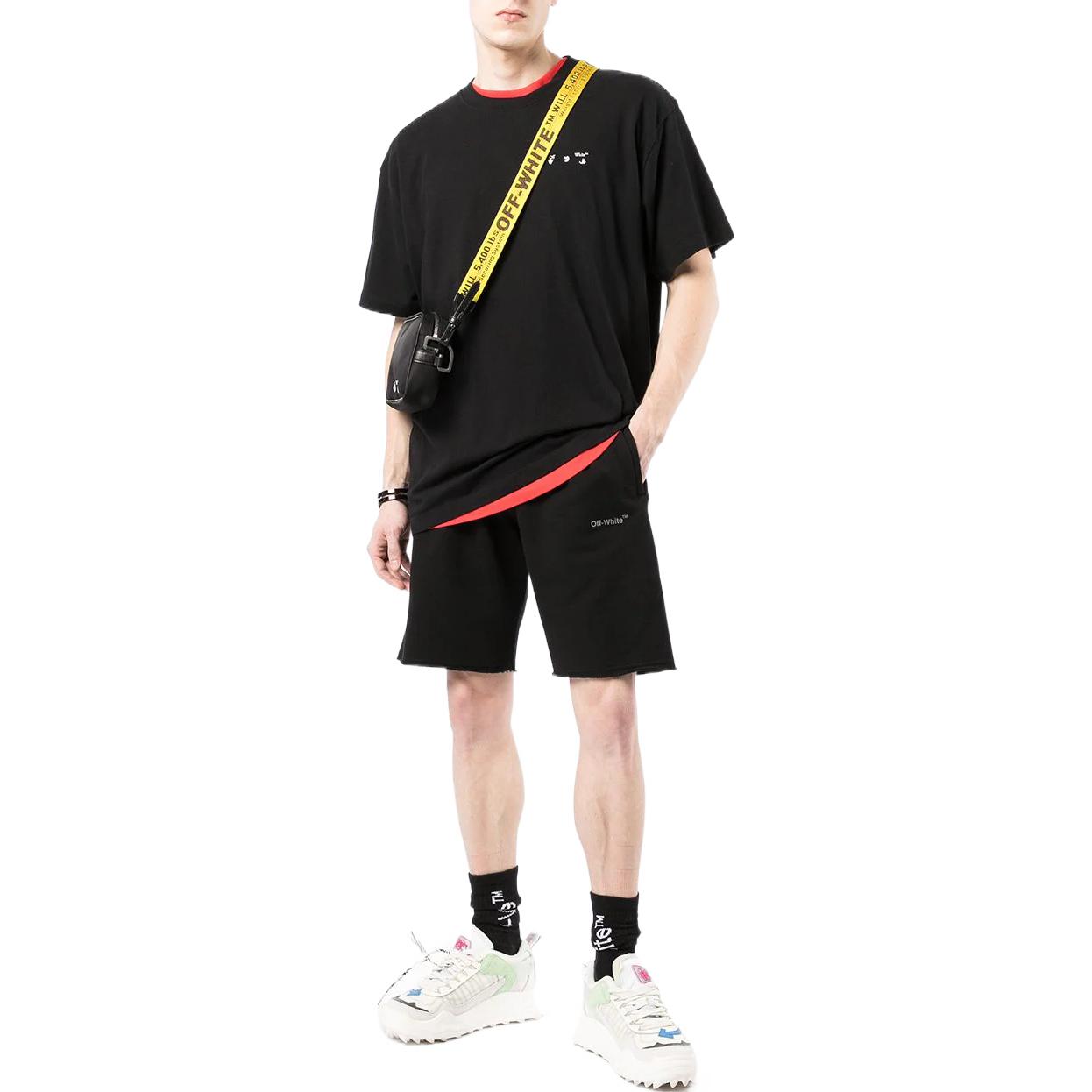 Off-White SS22 Logo Micro Mark Straight Shorts Ordinary Version Black OMCI006C99FLE0031010