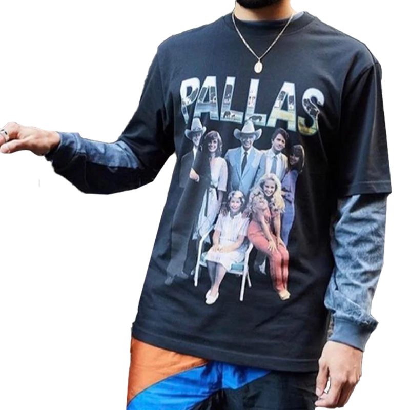 Men's PALACE Pallas Dallas Printing Short Sleeve Black P16TS069