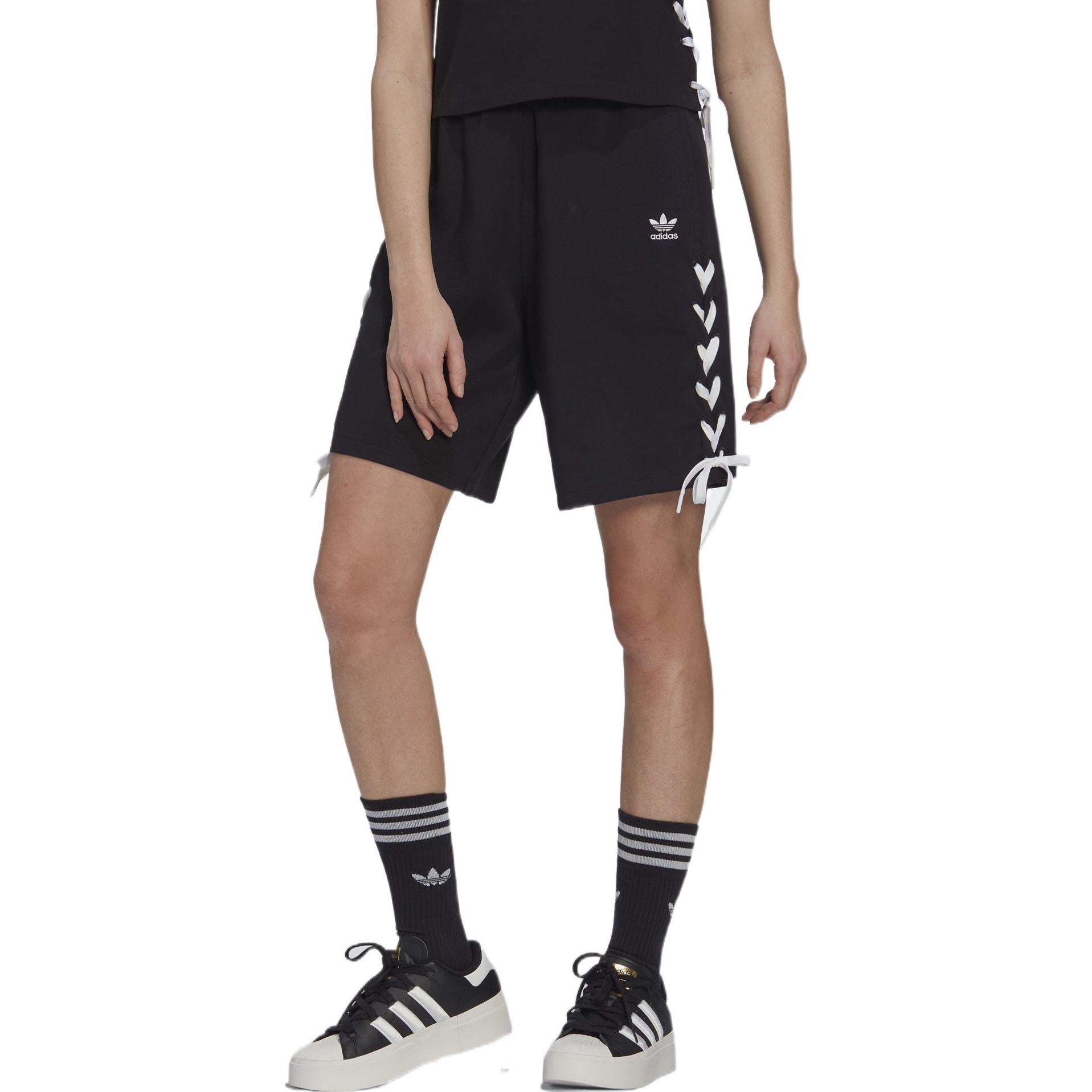 (WMNS) adidas Trefoil Side Striped Elastic Waist Loose Shorts Asia Sizing 'Black White' HS2602