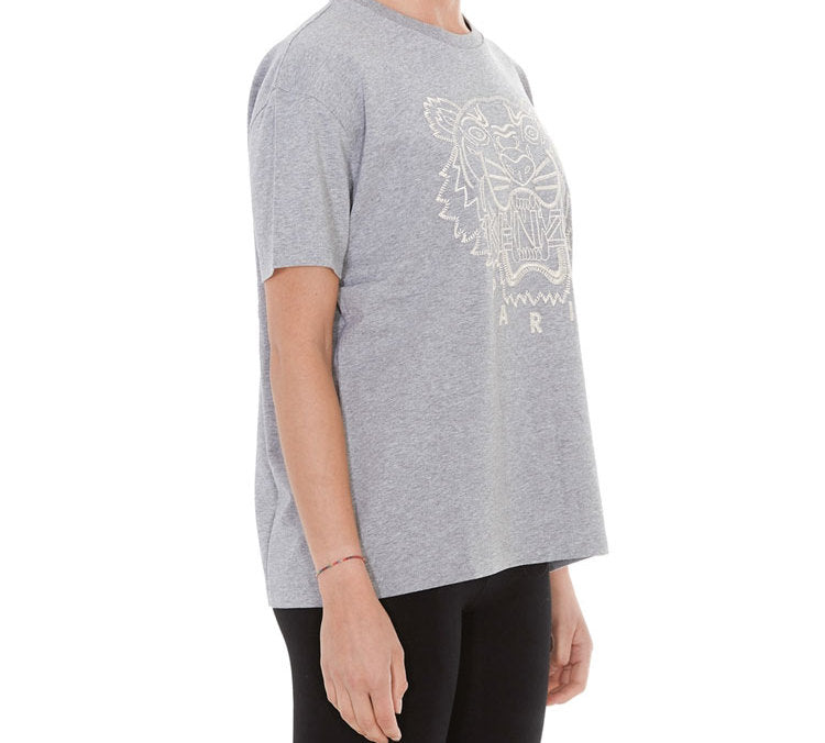 KENZO Tiger Head Embroidered Short Sleeve Pearl Gray F96-2TS952-4Y5-94