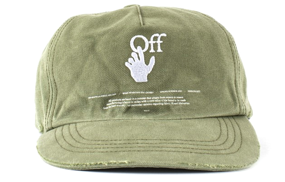 Off-White logo Embroidered Baseball Cap Green OMLB022R21FAB0035901