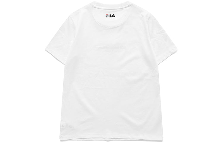 FILA FUSION Alphabet Printing Knit Sports Short Sleeve White T11W121101F-WT