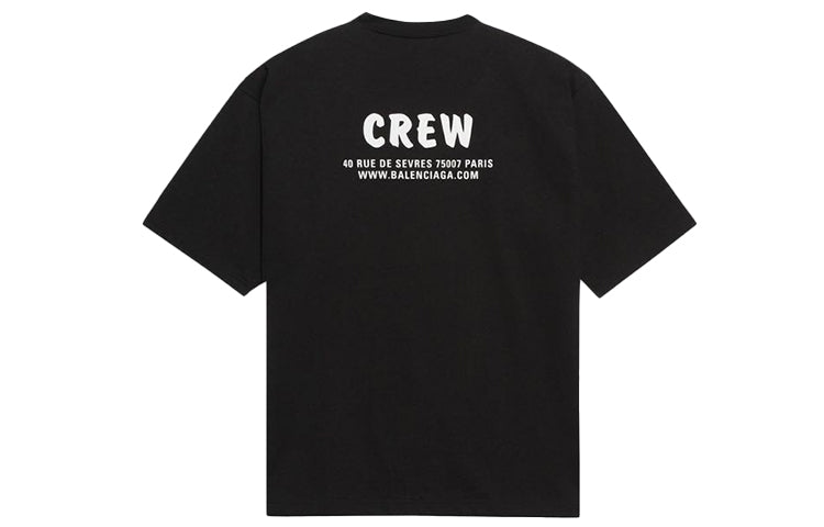 Balenciaga Crew Printing Loose Short Sleeve Black 620941TIV741070