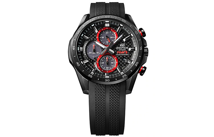CASIO Waterproof Sports EDIFICE Mens Black/Red Analog EQS-900TMS-1A