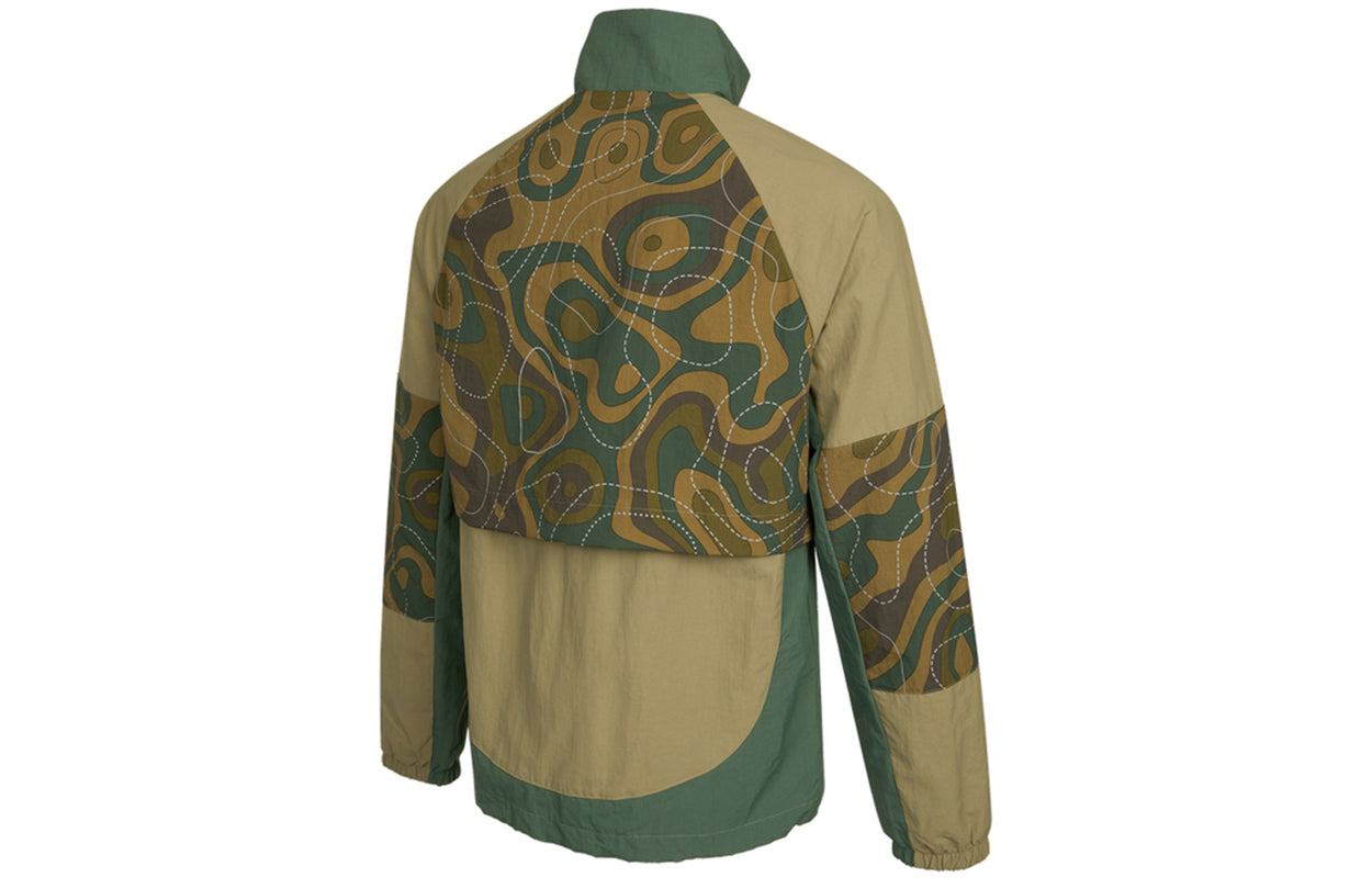 Men's adidas neo Cg Jk2 Contrast Color Stitching Sports Stand Collar Logo Jacket Military Green HE7944