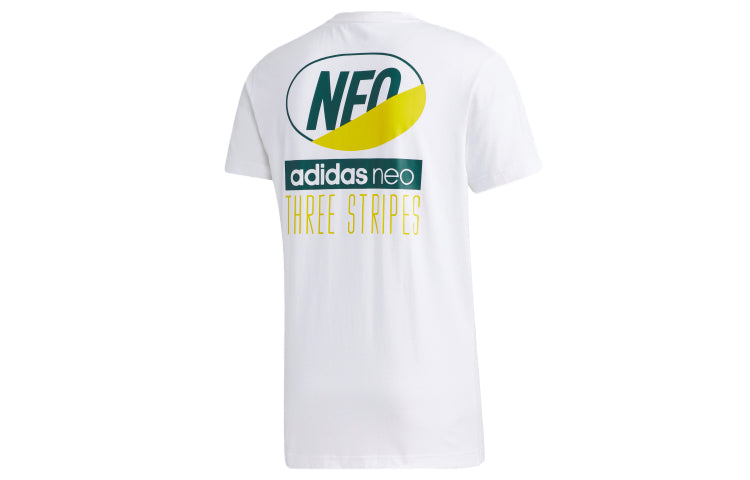 adidas neo Casual Cozy Sports Round Neck Short Sleeve White GK1525
