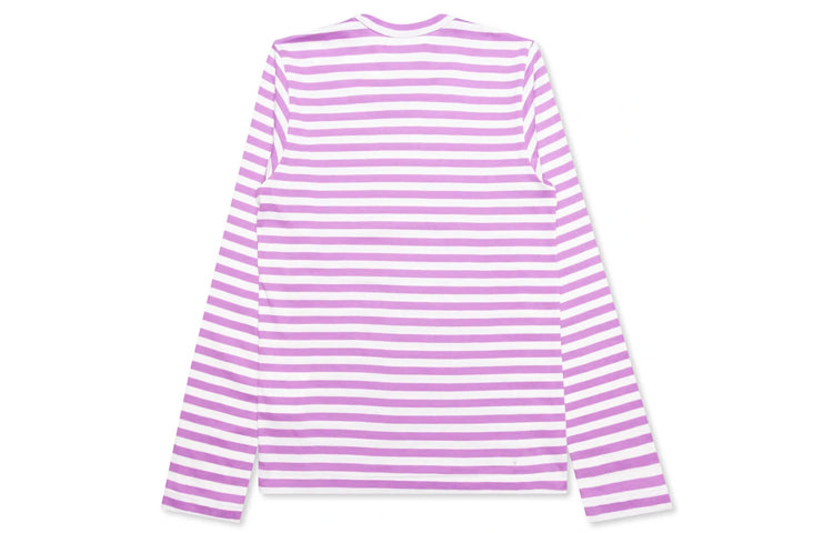 COMME des GARCONS PLAY Striped Mini Logo Long Sleeves Tee 'Pink' AZ-T218-051-4