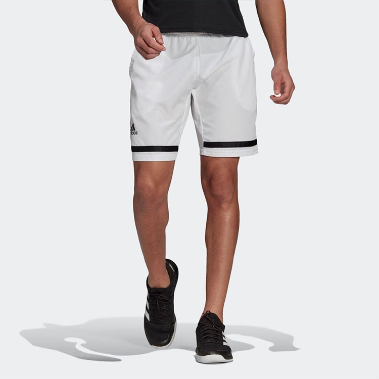 Men's adidas Contrasting Colors Stripe Logo Straight Casual Shorts White GL5399