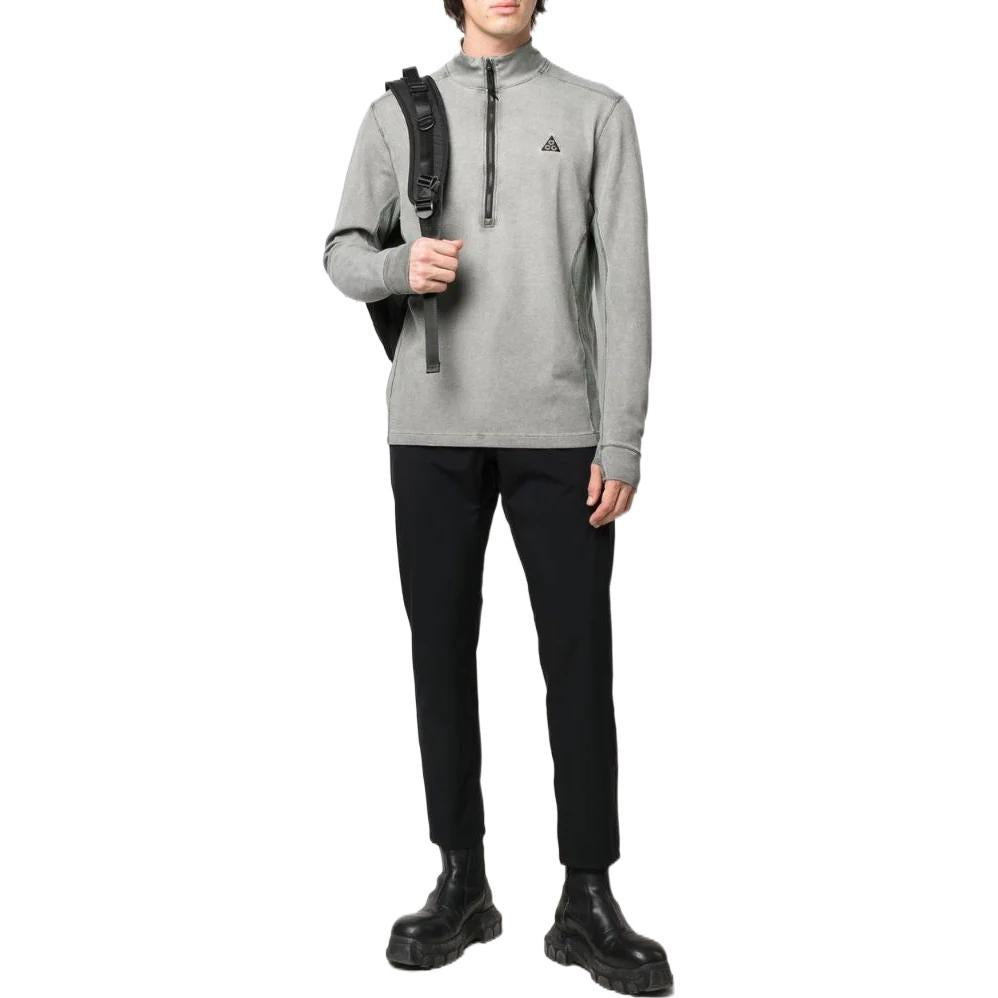 Men's Nike Dri-FIT ADV ACG Chest Brand Logo Embroidered Half Zipper Stand Collar Long Sleeves Gray DM6222-325