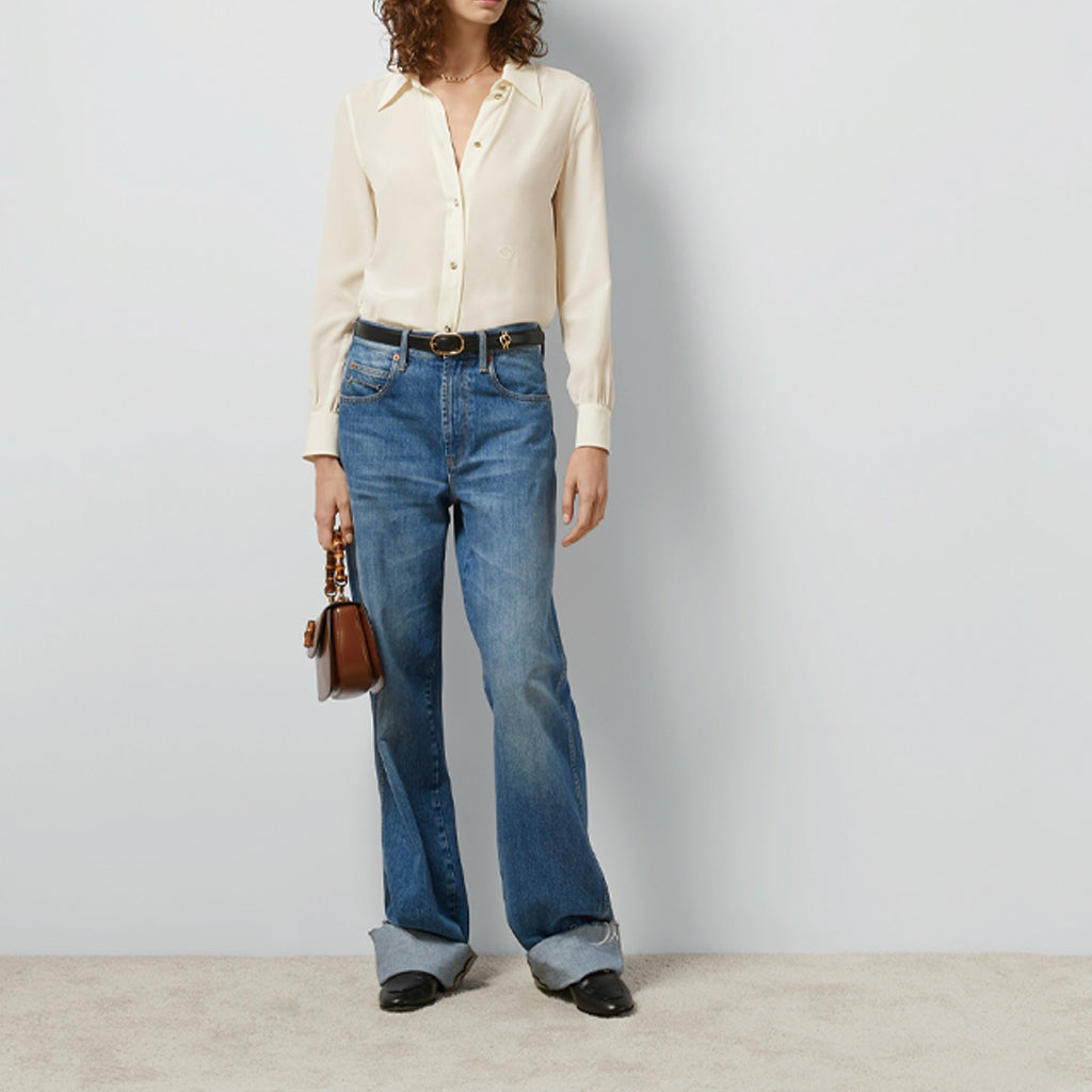 (WMNS) Gucci Silk Crpe De Chine Shirt 'Ivory' 761896-ZAPJ7-9154