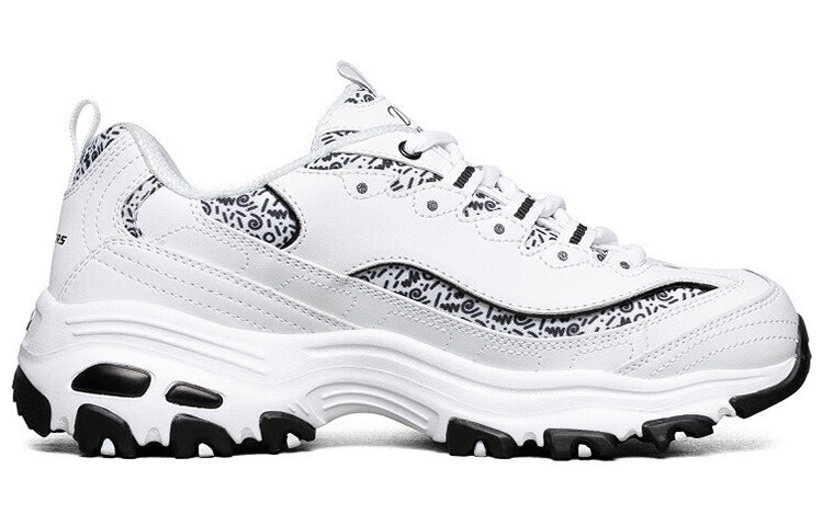 (WMNS) Skechers D'Lites 1.0 Low Top Sneakers White/Black 13169-WBK