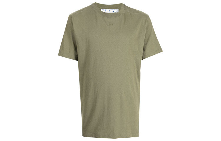Off-White FW21 Logo Arrow Pattern Round Neck Short Sleeve Ordinary Version Green OMAA027F21JER0075555
