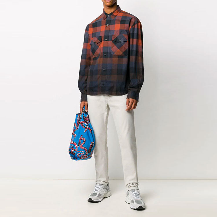 Men's KENZO Plaid Shoulder Drop Long Sleeves Shirt Red FA65CH5001LJ-88