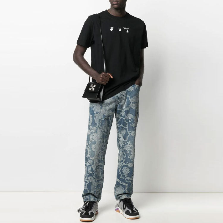 Off-White SS21 Back Logo Printing Round Neck Short Sleeve Ordinary Version Black OMAA027S21JER0091001