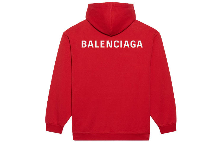 Men's Balenciaga FW21 Loose Logo hooded Long Sleeves Red 600583TIV846540