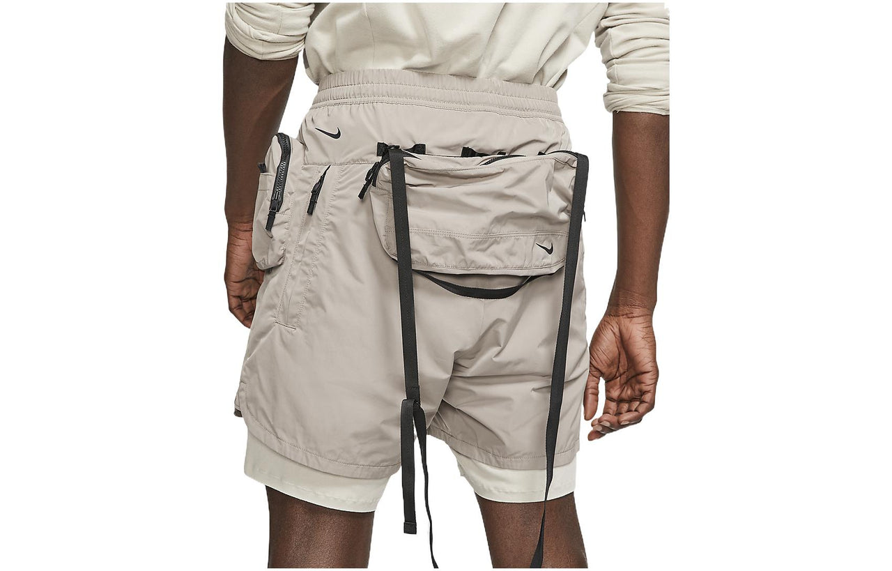 Men's Nike A.A.E. Elastic Waist Solid Color Multiple Pockets Shorts Stone Brown 'Sepia Stone String' BV8078-279
