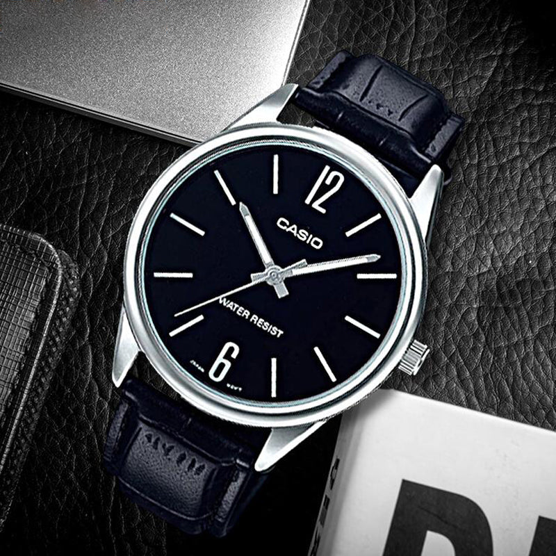CASIO Quartz Waterproof Mens Black Analog MTP-V005L-1BUDF