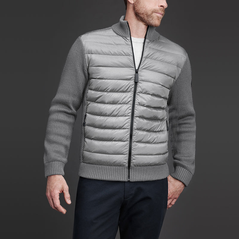 Canada Goose Hybridge Black Label Knitted Down Jacket For Men Silver 6930M-698