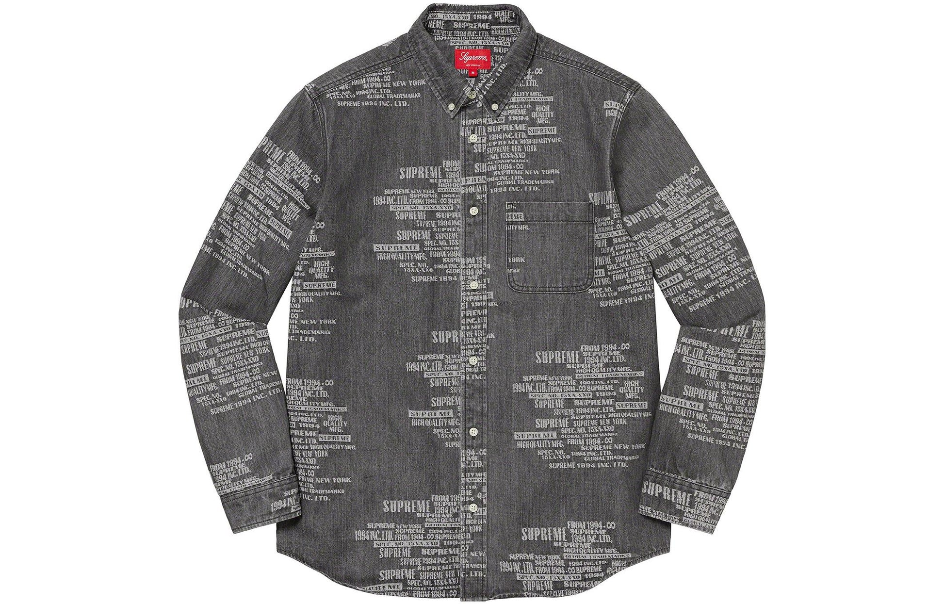 Supreme SS23 Week15 TRADEMARK JACQUARD DENIM Shirt 'Black' SUP-SS23-254