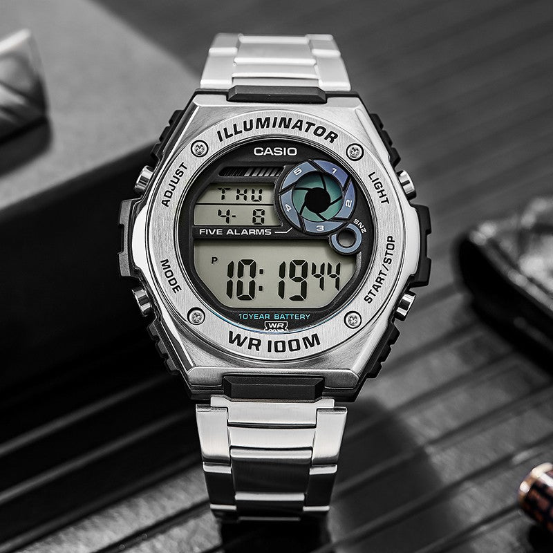 CASIO Quartz Waterproof Sports Mens SilverGray Digital MWD-100HD-1A