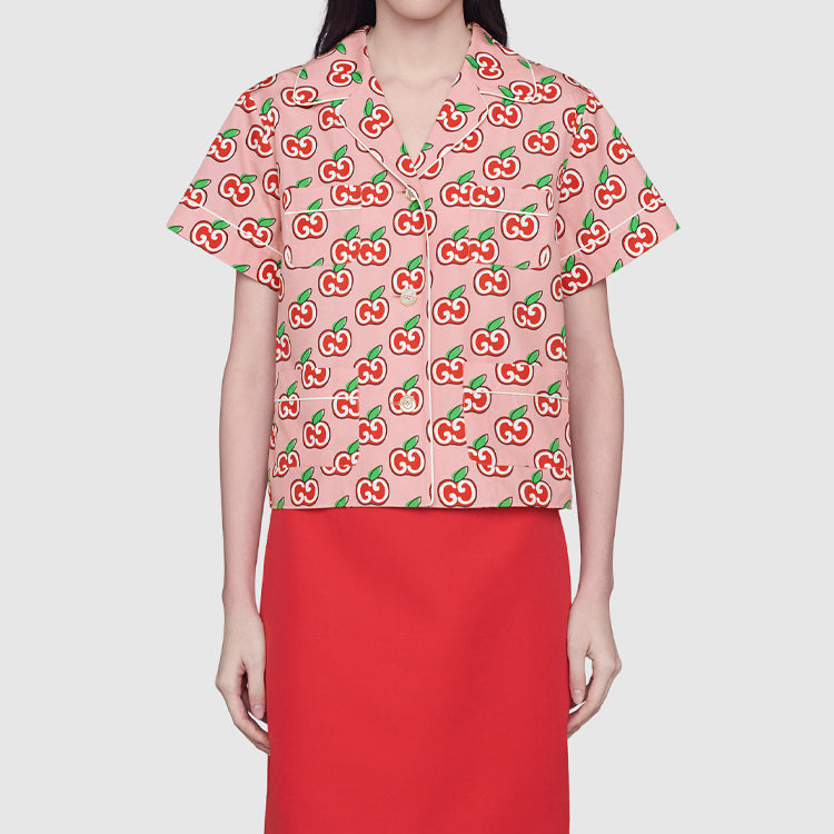 (WMNS) Gucci Qixi Festival Valentine's Day Special Bowling Shirt For Pink 629004-ZAEYQ-5196