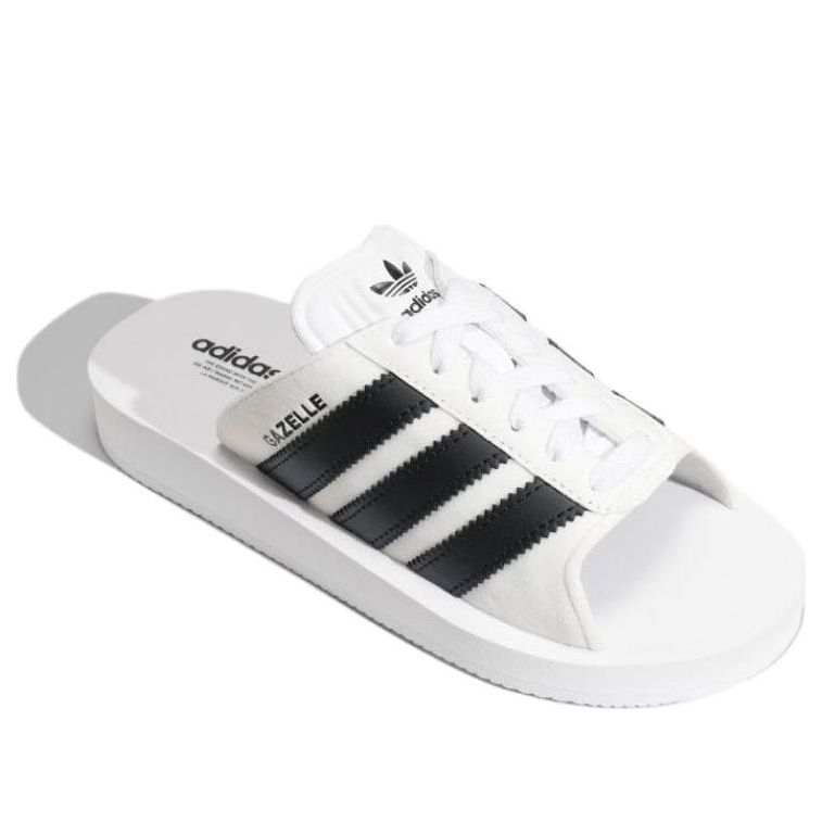 (WMNS) adidas Gazelle Beach Slides Asia Sizing 'White Black' JQ7420
