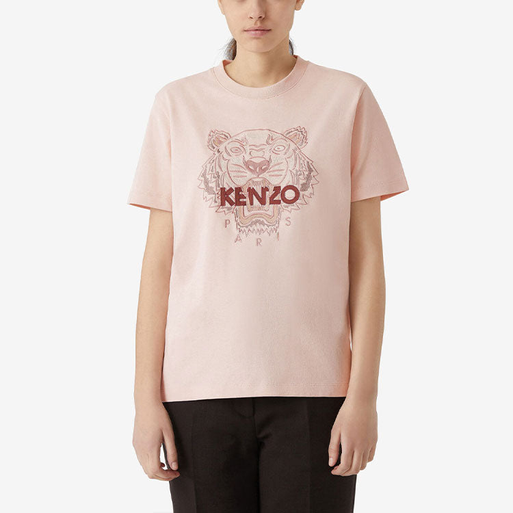 KENZO Tiger Head Embroidered Round Neck Short Sleeve Pink FA62TS9124YE-34