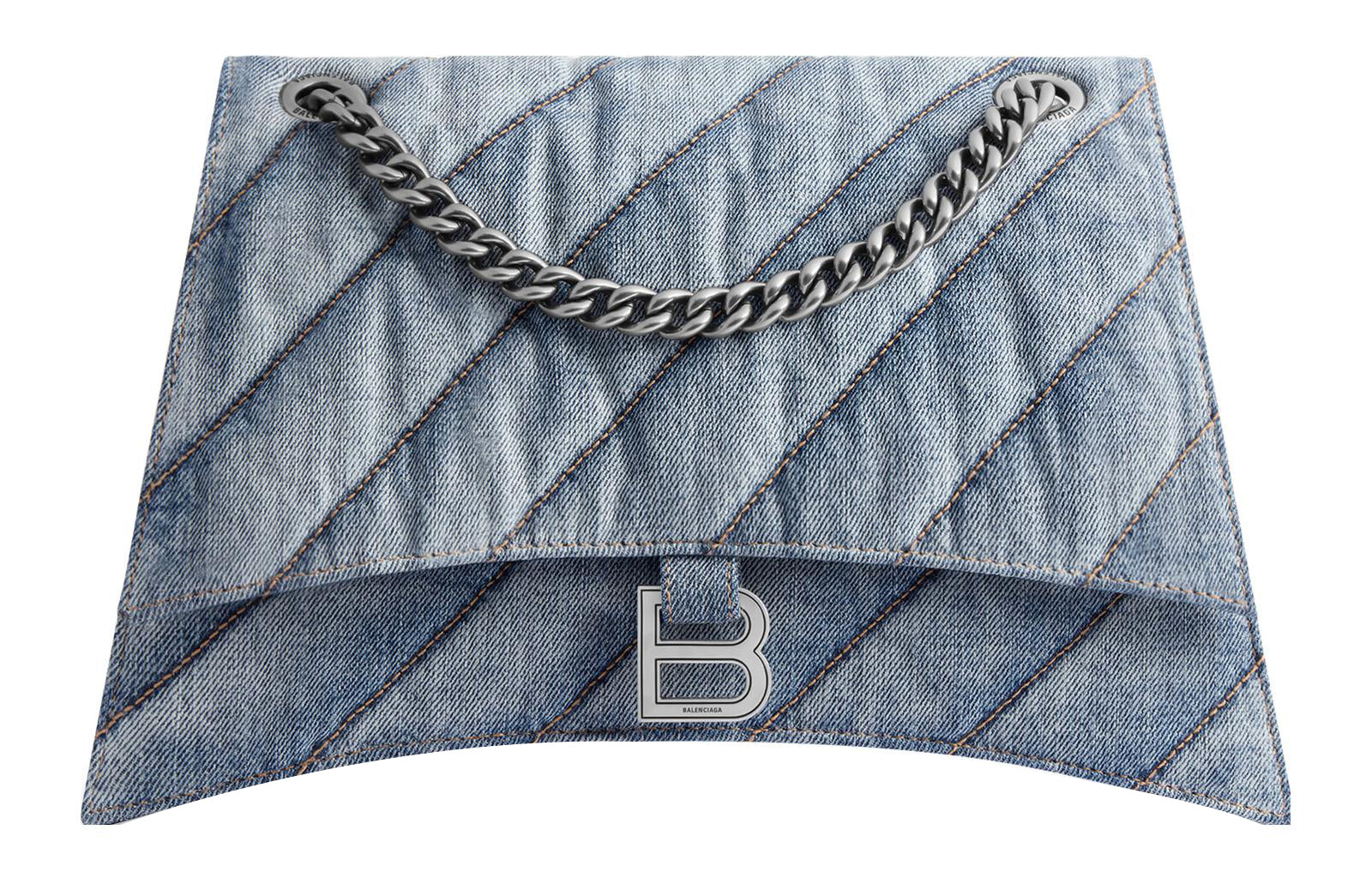 (WMNS) Balenciaga Crush Medium Chain Bag Quilted 'Blue' 7163932AAGX4661