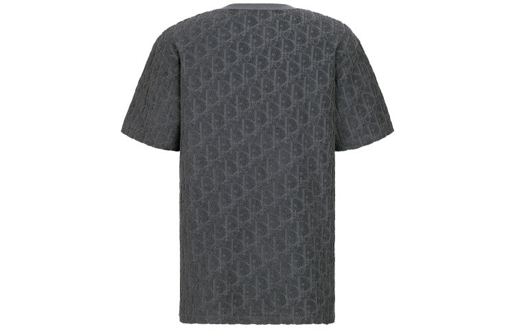 Men's DIOR SS22 Oblique Printing Cotton Round Neck Short Sleeve Gray 113J692A0614-C888
